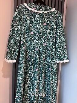 SOLD OUT Iris Collar Shae Dress L in green with pretty flower fabric, MAXI