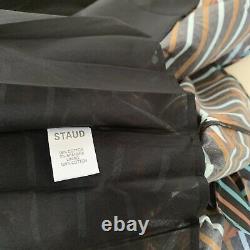 STAUD Black Multi-Print Cotton-Poplin Maxi Skirt. US 10/UK 14