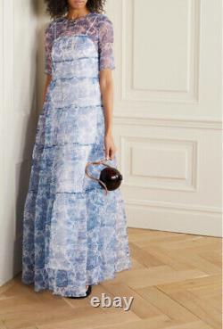 STAUD Hyacinth tiered printed crinkled-organza maxi dress
