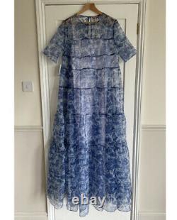 STAUD Hyacinth tiered printed crinkled-organza maxi dress