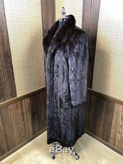 Saga Furs Superior Full Length Brown Ranch Mink Fur Coat Large 10 12