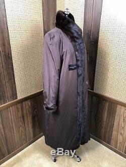 Saga Furs Superior Full Length Brown Ranch Mink Fur Coat Large 10 12