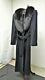 Saks Ladies Black Regency Cashmere Full Length Coat With Fox Fur Collar Large