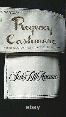 Saks Ladies Black Regency Cashmere Full Length Coat with Fox Fur Collar LARGE