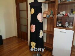 Salvatore Ferragamo Amazing Black Layered Big Flowers Print Maxi Dress-l