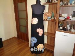 Salvatore Ferragamo Amazing Black Layered Big Flowers Print Maxi Dress-l