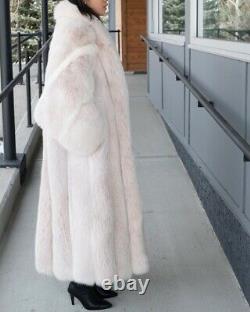 Silky Full Length Blush Fox Fur Cat Beautiful Sleeves Pearl Color
