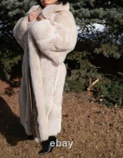 Silky Full Length Blush Fox Fur Cat Beautiful Sleeves Pearl Color