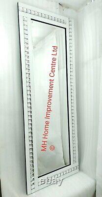 Silver Crystal Sparkly WHITE Wall Mirror Extra Large 180x70cm Full Length Tall