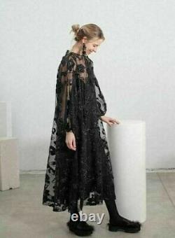 Simone Rocha X H&M HM Wide Tinsel-Patterned Tulle Dress Black XS S M L New