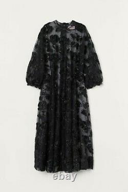 Simone Rocha X H&M HM Wide Tinsel-Patterned Tulle Dress Black XS S M L New