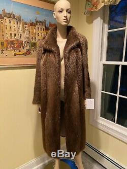 Size 12 Large Golden Blonde Canadian Beaver Real Fur Coat 45 Long Full Length