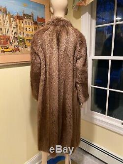 Size 12 Large Golden Blonde Canadian Beaver Real Fur Coat 45 Long Full Length
