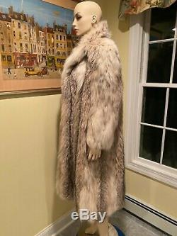 Size 14 XL Large 45 Long Russian Genuine Real Lynx Full Length Fur Swing Coat