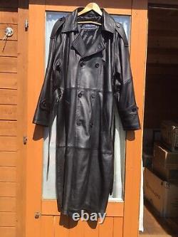 Smart Range Full Length Black Leather Trench Coat
