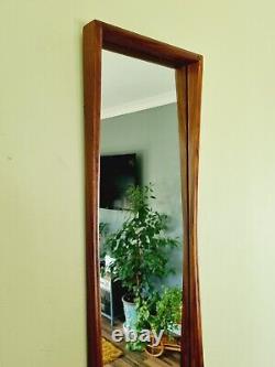 Solid Teak Large Mirror Full Length Deep Frame Danish Vintage Mid-Century Style