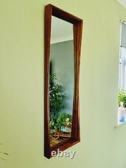 Solid Teak Large Mirror Full Length Deep Frame Danish Vintage Mid-Century Style