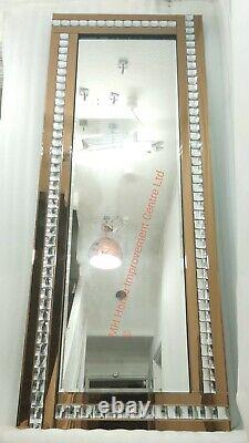 Sparkly Silver BROWN COPPER Crystal Wall Mirror Large 180x70cm Full Length Tall