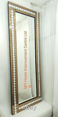 Sparkly Silver BROWN COPPER Crystal Wall Mirror Large 180x70cm Full Length Tall