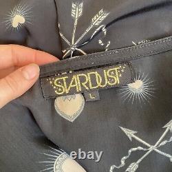 Stardust L black heart arrows ruffled maxi steampunk wrap dress long maxi