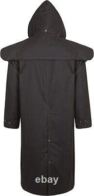 Stockman Full Length Wax Coat with Removable Hood (Waterproof Unisex Overcoat)
