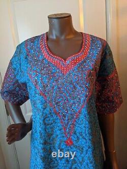 Stoned Embroidery Ankara Dress Senegalese Style Long Length Kaftan