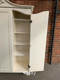 Stunning Large French Armoire Ivory 3 Door Wardrobe Shabby Chic
