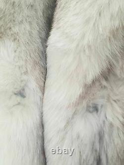 Stunning Luxurious Genuine Norwegian Blue Fox Size L/xl Full-length Fur Coat