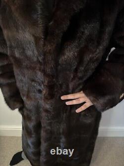 Stunning Mob Wife Mink Fur Coat Full Length 14-16 Uk Vintage Authentic