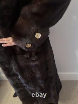 Stunning Mob Wife Mink Fur Coat Full Length 14-16 Uk Vintage Authentic