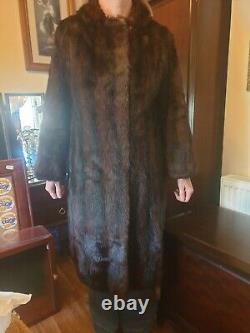 Stylish Brown Real Mink Coat Full Length size 14