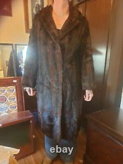 Stylish Brown Real Mink Coat Full Length size 14