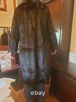 Stylish Brown Real Mink Coat Full Length size 14