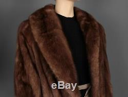 Sz Large Real Mink Fur Ladies Full Length Vintage Coat Luxurious Lining