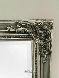 Tall Antique Mirror Ornate Silver Full Length Dressing Wall Vintage Large