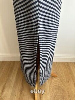 Tommy Hilfiger x gigi hadi Dress Size L Blue Grey Stripes Midi/ Maxi High Neck