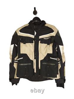 Triumph Motorcycle Jacket Vented Size Large Black / Beige Shoulder Elbow Armour