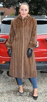 Us2198 Real Female Mink Fur Coat Jacket Size L Natural Brown Nerzmantel