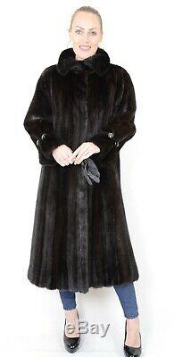 Us2428 Blackglama Dark Ranch Mink Fur Coat Full Length Lightweight Size L