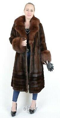 Us2429 Modern Real Farmer Mink Fur Coat Female Skins Fox Fur Trim Collar Size L