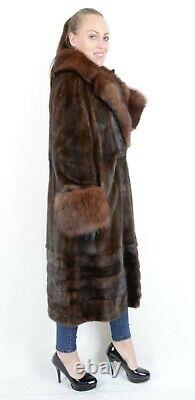 Us2429 Modern Real Farmer Mink Fur Coat Female Skins Fox Fur Trim Collar Size L