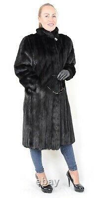 Us2532 Beautiful Dark Farmer Mink Fur Coat Full Length Size L Nerzmantel