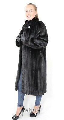 Us2532 Beautiful Dark Farmer Mink Fur Coat Full Length Size L Nerzmantel