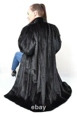 Us3097 Amazing Dark Mink Fur Coat Full Length Jacket Size L Nerzmantel