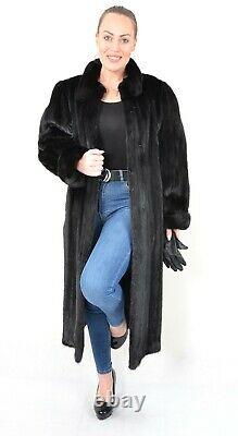 Us3097 Amazing Dark Mink Fur Coat Full Length Jacket Size L Nerzmantel