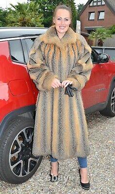 Us3297 Real Gray Fox Fur Coat Full Length Size L Class Of Red Fox Fuchsmantel