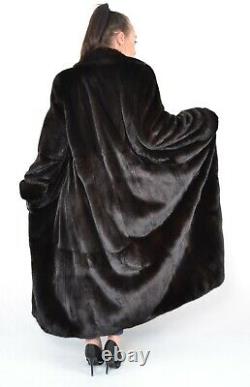 Us3508 Glamorous Real Mink Coat Whole Skins Full Length Lightweight Size L