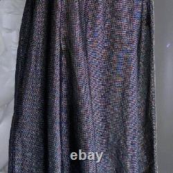 VINTAGE 70s 80s SILVER METALLIC LUREX BLACK MESH FULL LENGTH SLIP DRESS