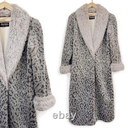 VTG Monterey Fashions Taupe Beige Leopard Print Faux Fur Full Length Coat Large