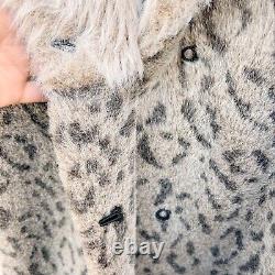 VTG Monterey Fashions Taupe Beige Leopard Print Faux Fur Full Length Coat Large